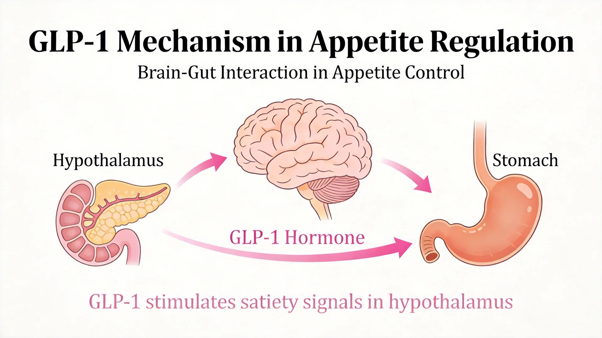 GLP-1 食慾調節機制圖